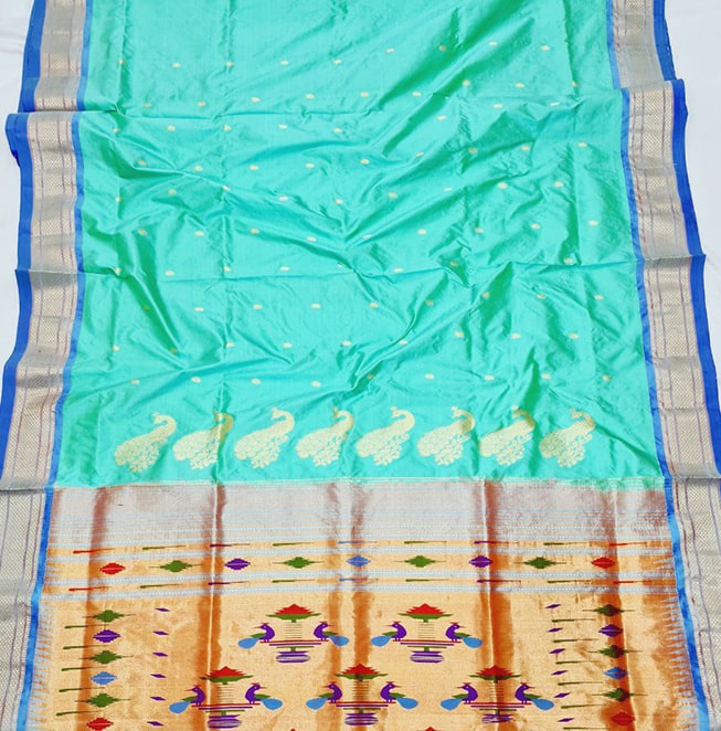 Double Pallu Pure Silk Handloom Paithani (Aqca)
