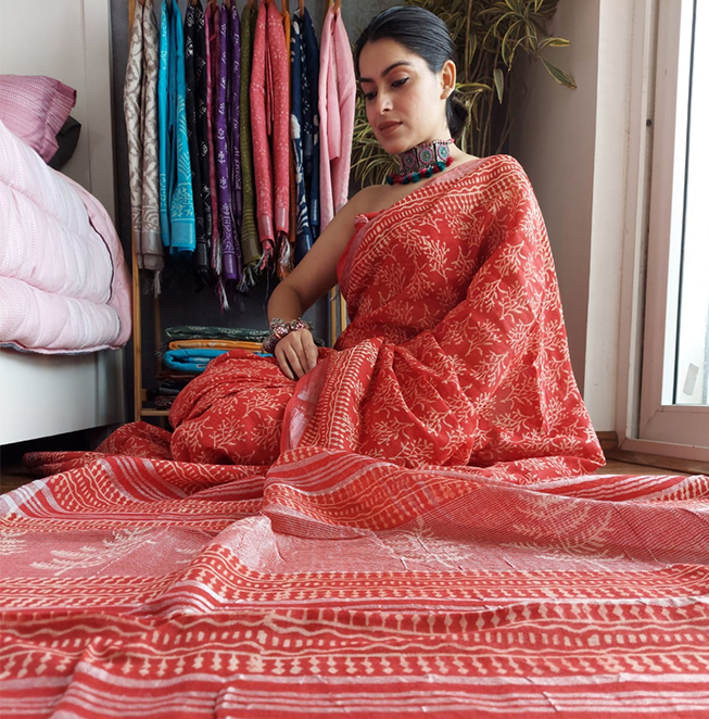 Cotton linen Saree- Abhimani Paithani
