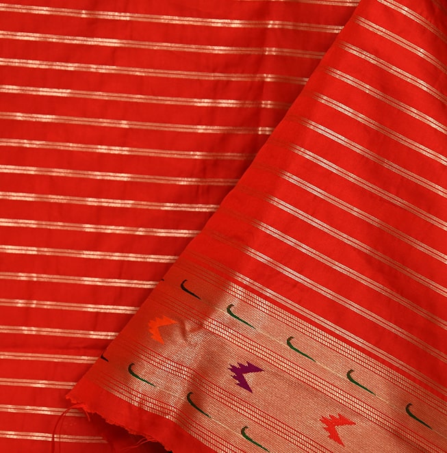 Designer half allover saree brocket contrast blouse piece semi silk- Abhimani Paithani