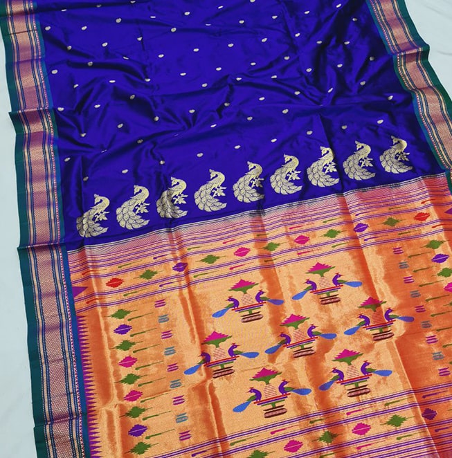 Double Pallu Pure Silk Handloom Paithani- Abhimani Paithani